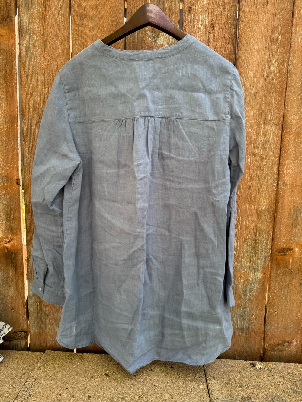 Sigrid Olsen Blue 100% Linen Top Tunic Long Sleeve Button Down Size Medium - Picture 11 of 13